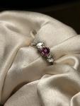 18ct Gold Platinum Trilogy Ring with Ruby Diamond