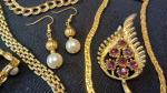 Gold Tone Vintage and Modern Rhinestone Jewelry Lot
