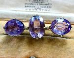 Edwardian Amethyst and Silver Brooch Pin