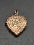Antique Gold Heart Shaped Etched Locket Pendant