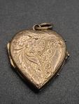 Antique Gold Heart Shaped Etched Locket Pendant