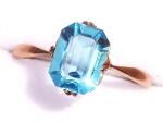 Art Deco 9ct Gold Blue Paste Stone Ring