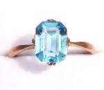 Art Deco 9ct Gold Blue Paste Stone Ring