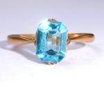Art Deco 9ct Gold Blue Paste Stone Ring