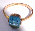 Art Deco 9ct Gold Blue Paste Stone Ring
