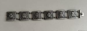 Vintage 900 Silver Aztec-Inca Motif Bracelet