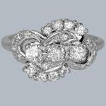 1930s Diamond Cluster Trilogy Engagement Ring