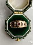 Victorian 15ct Gold Ruby Seed Pearl Gypsy Ring