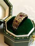 Victorian 15ct Gold Ruby Seed Pearl Gypsy Ring