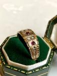 Victorian 15ct Gold Ruby Seed Pearl Gypsy Ring