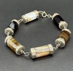Victorian Silver Banded Agate Bracelet 22 cm