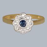 Edwardian Gold & Platinum Sapphire Diamond Daisy Ring