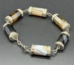 Victorian Silver Banded Agate Bracelet 22 cm