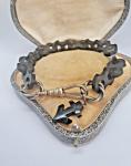 Victorian Whitby Jet Anchor Pendant Bracelet