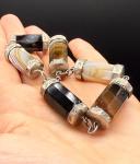 Victorian Silver Banded Agate Bracelet 22 cm