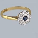 Edwardian Gold & Platinum Sapphire Diamond Daisy Ring