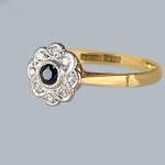 Edwardian Gold & Platinum Sapphire Diamond Daisy Ring