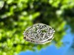 Silver Floral Antique Brooch with Hallmark