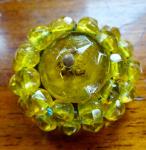 Art Deco Yellow Glass Bead Cluster Brooch