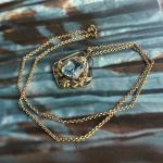 Edwardian Blue Glass Pendant Lavalier Necklace