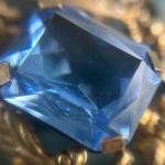 Edwardian Rolled Gold Blue Glass Lavalier Necklace
