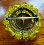 Art Deco Yellow Glass Bead Cluster Brooch