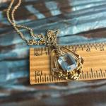 Edwardian Blue Glass Pendant Lavalier Necklace