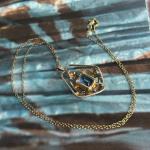 Edwardian Rolled Gold Blue Glass Lavalier Necklace