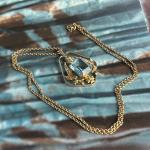 Edwardian Blue Glass Pendant Lavalier Necklace