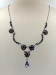 Rainbow Iris Glass Stone Collar Chain Necklace
