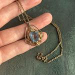 Edwardian Blue Glass Pendant Lavalier Necklace