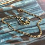 Edwardian Blue Glass Pendant Lavalier Necklace