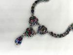 Rainbow Iris Glass Stone Collar Chain Necklace