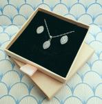 Vintage Silver Crystal Pendant Necklace and Earring Set