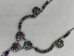 Rainbow Iris Glass Stone Collar Chain Necklace