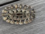 Vintage Oval Filigree Amber Stone Brooch