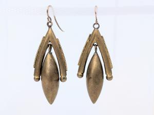 19th Century Victorian Etruscan Revival Gilt Earrings