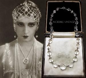 1920s Art Deco Rock Crystal Silver Necklace