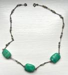 Turquoise Stone Antique Necklace with Seed Pearls