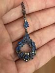 Edwardian Silver Pendant with Blue Paste Stone Necklace