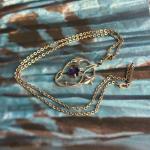 Edwardian Rolled Gold Purple Glass Lavalier Necklace