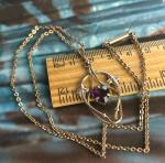Edwardian Rolled Gold Purple Glass Lavalier Necklace