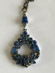 Edwardian Silver Pendant with Blue Paste Stone Necklace