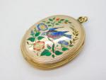Victorian 9ct Gold Enamel Swallow Locket c1880