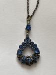 Edwardian Silver Pendant with Blue Paste Stone Necklace