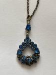 Edwardian Silver Pendant with Blue Paste Stone Necklace
