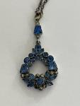 Edwardian Silver Pendant with Blue Paste Stone Necklace