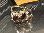 9ct Gold Garnet & Seed Pearl Cluster Ring