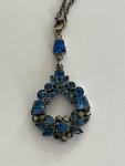 Edwardian Silver Pendant with Blue Paste Stone Necklace