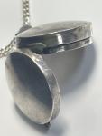 Victorian Sterling Silver Round Locket Necklace